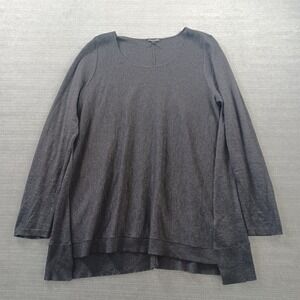 Eileen Fisher Sweater Women L Gray Merino Wool Alpaca Casual Classic Minimalist